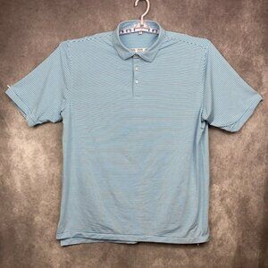 Peter Millar Summer Comfort Golf Polo Shirt Mens XXL Blue White Stripe Sports